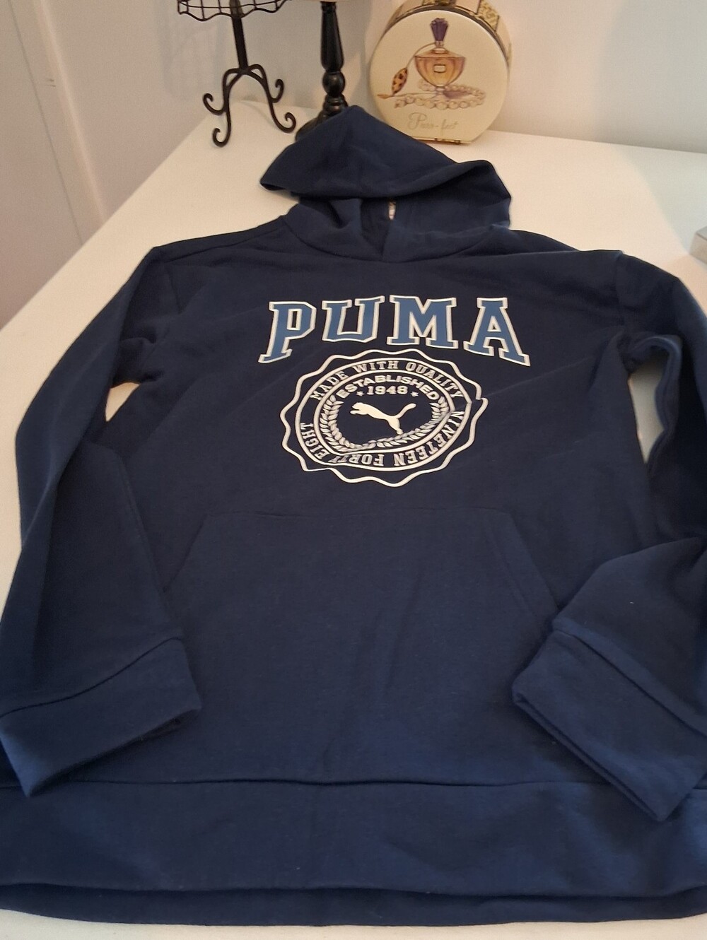 Puma Boys Navy Blue Hooded Sweatshirt Boys Sz XL NWT
